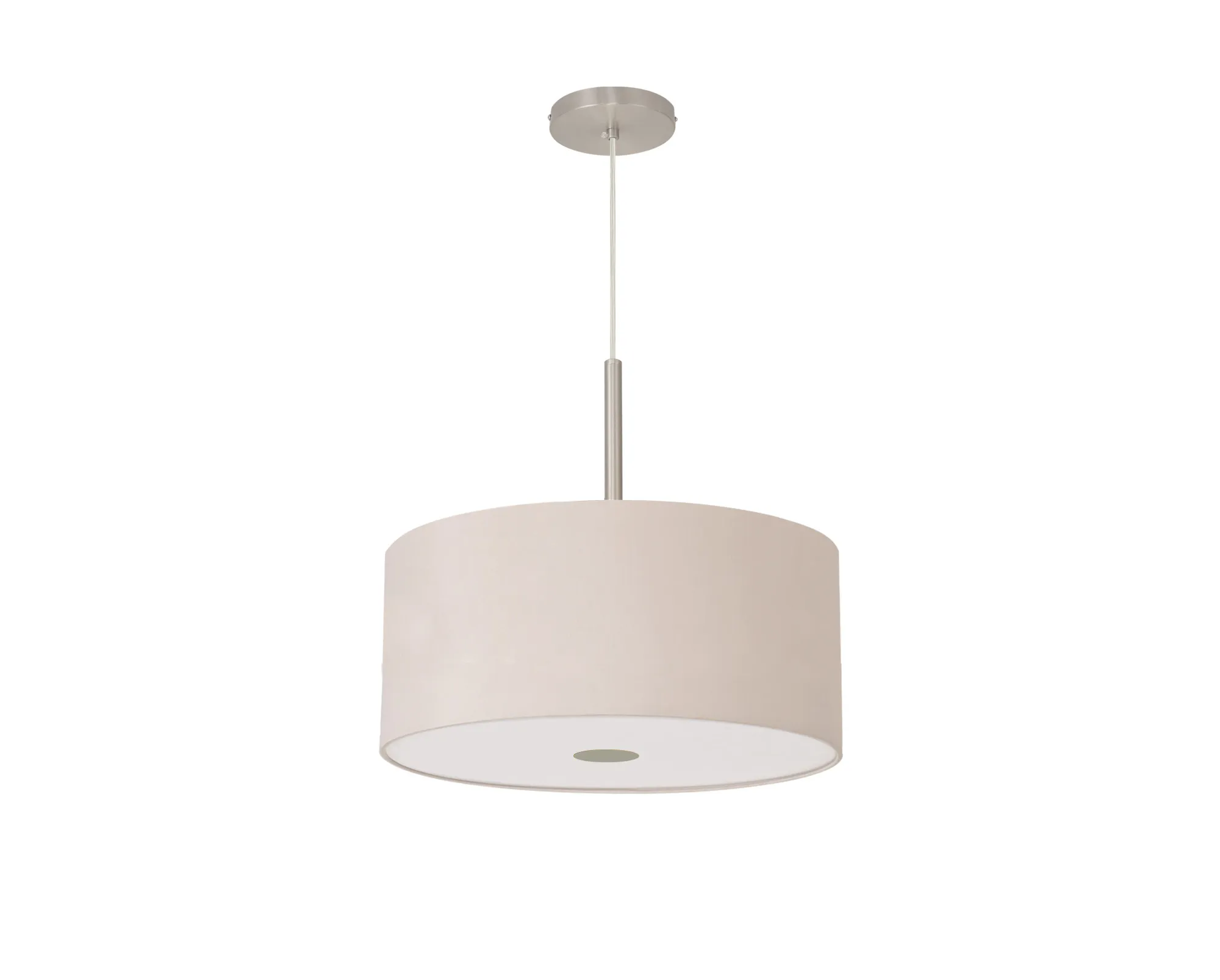 Baymont 40cm Pendant 1 Light Satin Nickel, Nude Beige/Moonlight, Frosted Diffuser DK0296  Deco Baymont SN NU
